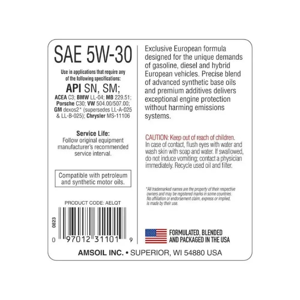 Aceite Amsoil 5W30 European Sintetico - Imagen 2